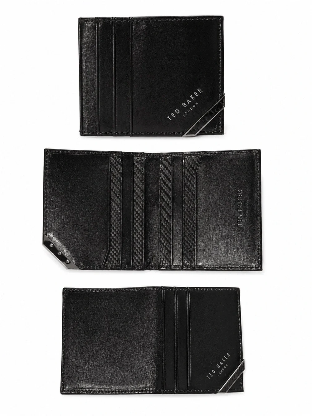 Ted Baker London Black Leather Card Holder / Slim Wallet